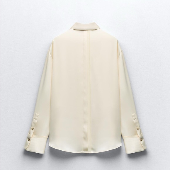 ❌SOLD❌ ZARA Mixed Organza Satin Effect Top - Picture 4 of 6